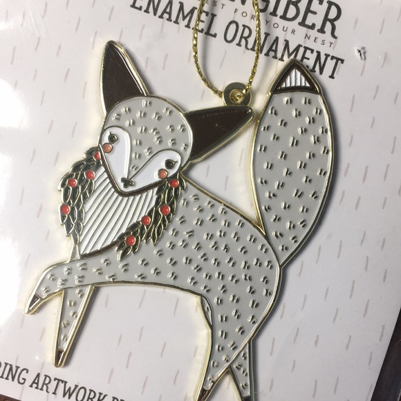 Gingiber Enamel Fox Ornament - Picture 2 of 6